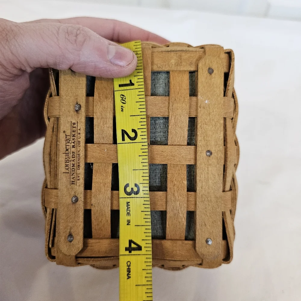 Longaberger 2003 Vintage Fathers Day Pocket Change Basket Leather Trim Woven